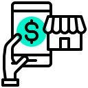 dollar, e, hand, online, shop, smartphone svg vector icon