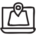 computer, laptop, map, navigate, online, pin, point svg vector icon