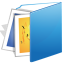 blue, folder, images icon