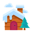 cabin, cloud, forest, home, house, tree, winter svg vector icon