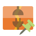 disconnect,vertical,push,pin icon