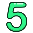 five, green, number, numbers, study svg vector icon