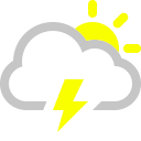 cloud, lightning, sun svg vector icon