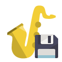 music,saxophone,diskette icon