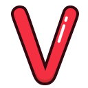 alphabet, letter, letters, red, v svg vector icon