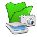 &, cameras, folder, green, scanners icon
