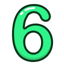 green, number, numbers, six, study svg vector icon
