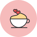 coffee, cup, hearts svg vector icon