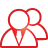 basic, red, users icon
