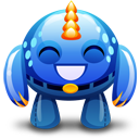 blue, happy, monster icon