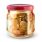 bottle, jar, money, savings icon