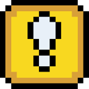 block, exclamation, retro icon