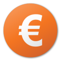 currency, euro, red icon
