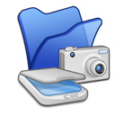 &, blue, cameras, folder, scanners icon