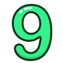 green, nine, number, numbers, study svg vector icon