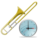 trombone,clock,instrument,alarm,time,history,alarm clock icon