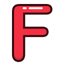 alphabet, f, letter, letters, red svg vector icon