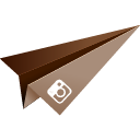 brown, instagram, origami, paper plane, social media icon