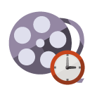 film,reel,clock icon