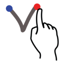 gestureworks, letter, lowercase, stroke, v icon