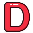 alphabet, d, letter, letters, red svg vector icon