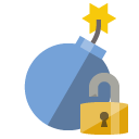 bomb,lock,open icon