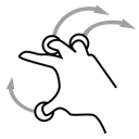finger, gestureworks, rotate, three icon