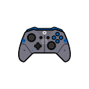 blue, controller, gamer, gear, xbox one svg vector icon