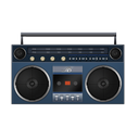 blue, boombox icon