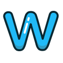 blue, letter, lowercase, w svg vector icon