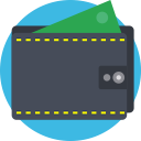 cash, fees, money, purse, shop, spend, wallet svg vector icon