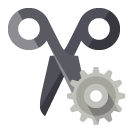 scissors,gear icon