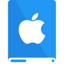 apple, blue, drive, white icon