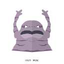 kanto, muk, poison, pokemon svg vector icon