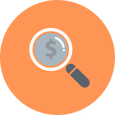coin, currency, dollar, explore, funding, investment, magnifier svg vector icon