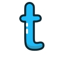 blue, letter, lowercase, t svg vector icon