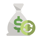 money,bag,refresh icon