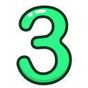 green, number, numbers, study, three svg vector icon