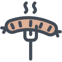 barbecue, bbq, fork, hot dog, sausage svg vector icon