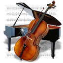 &, chello, music, piano icon