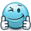 emot, like, liked, smiley, smiley face, support, supportive, thumb, thumbs up, wink icon
