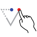 down, gestureworks, shape, stroke, triangle icon