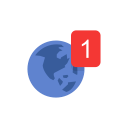 globe, notification, one notification, world map svg vector icon