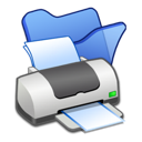 blue, folder, printer icon