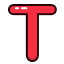 alphabet, letter, letters, red, t svg vector icon