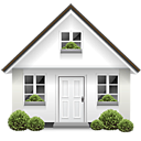 bushes, door, home, house, parcel icon