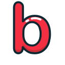 b, letter, lowercase, red svg vector icon