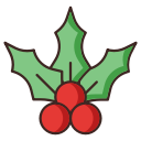 cherry, christmas, mistletoe svg vector icon