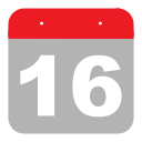 calendar, event, hovytech, one, schedule, six, sixteen svg vector icon