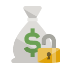 money,bag,lock,open icon